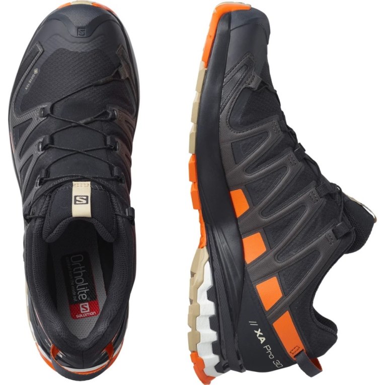 Tenis Para Trail Running Salomon Xa Pro 3d V8 GTX Hombre Negros Naranjas | MX MCGP095